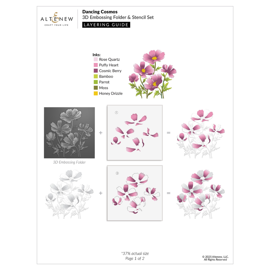 Altenew - Dancing Cosmos Simple Coloring Stencil Set (4 in 1)