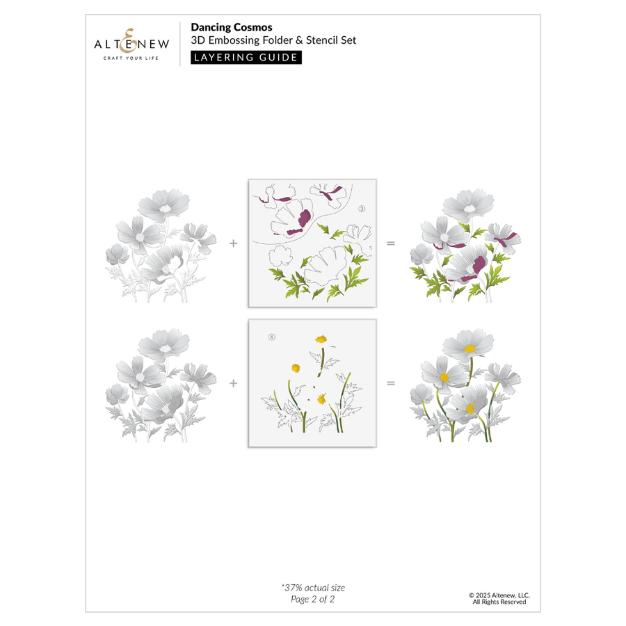 Altenew - Dancing Cosmos Simple Coloring Stencil Set (4 in 1)