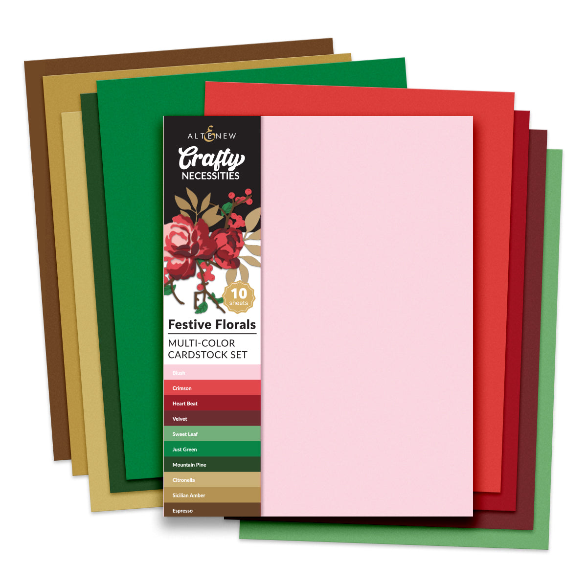 Altenew - Crafty Necessities: Festive Florals Multi-Color Cardstock Pack (10 Sheets/Set)