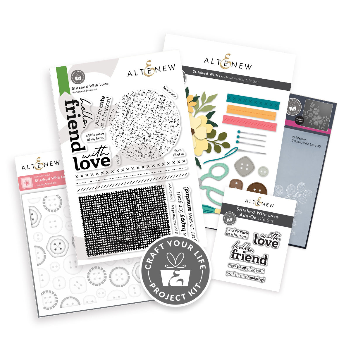 Altenew - Craft Your Life Project Kit: Stitched With Love & Add-On Die Bundle