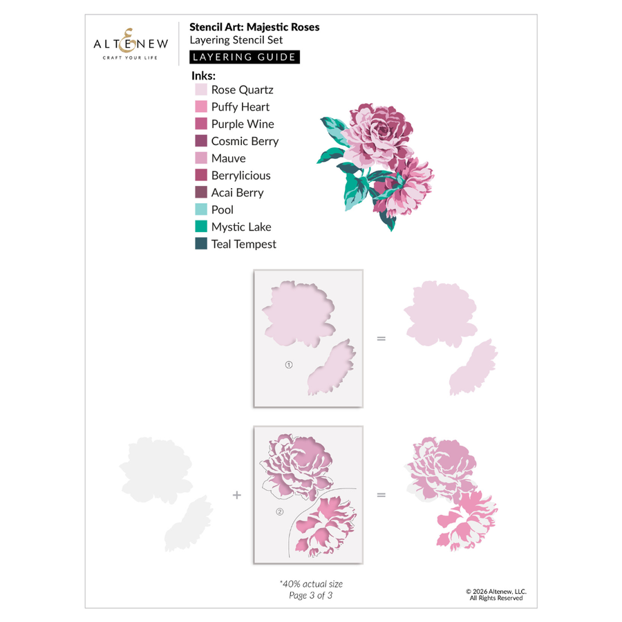 Altenew - Stencil Art: Majestic Roses Layering Stencil Set (7 in 1)