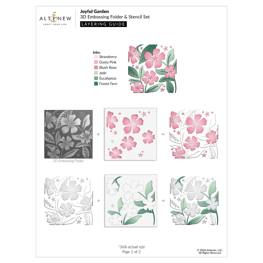 Altenew - Joyful Garden Coloring Stencil Set  (4 in 1)