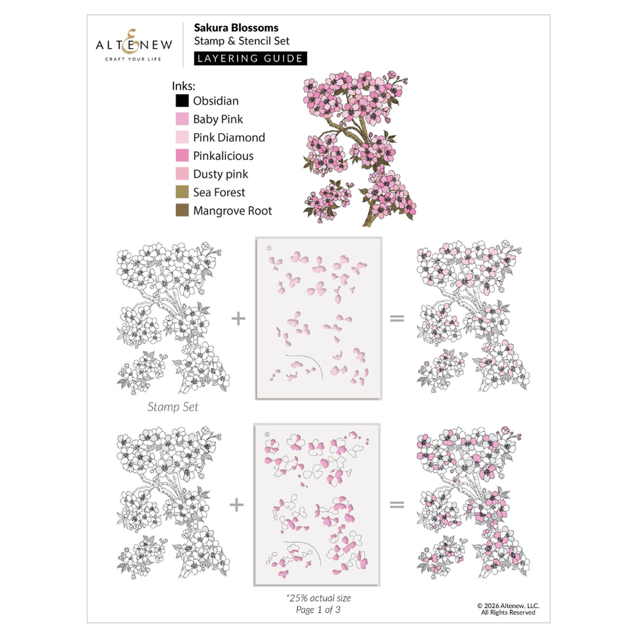 Altenew - Sakura Blossoms Coloring Stencil Set (6 in 1)