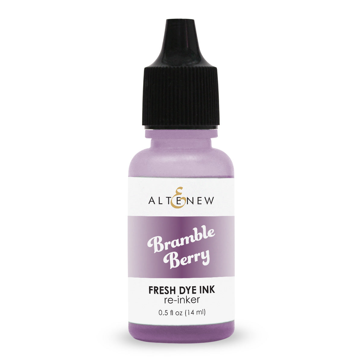 An Altenew Bramble Berry fresh dye ink re-inker bottle with a black cap and a purple and white label, shown on a plain white background.