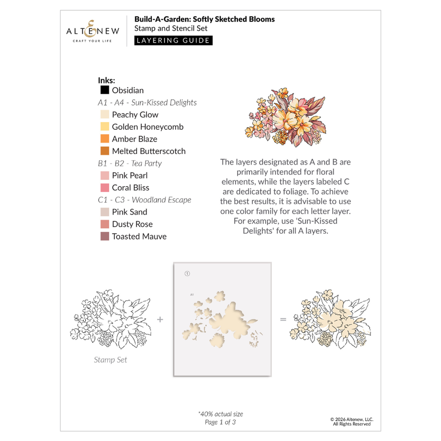 Altenew - Build-A-Garden: Softly Sketched Blooms layering guide