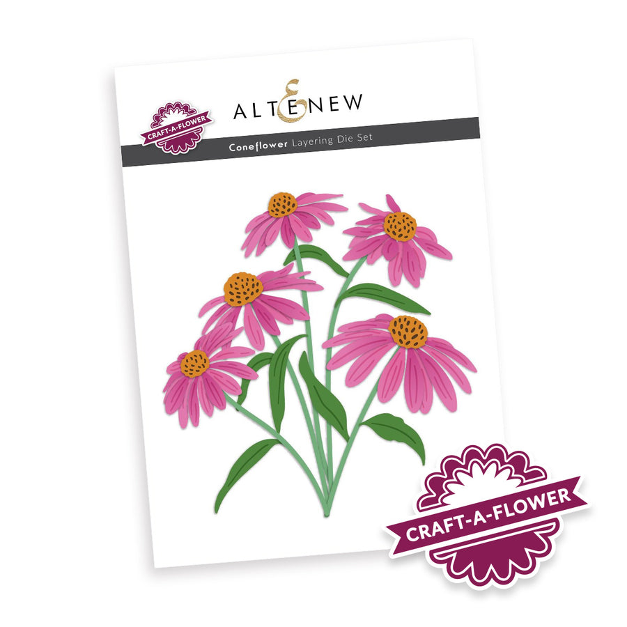 Altenew Craft-a-Flower Coneflower die set packaging on a white background