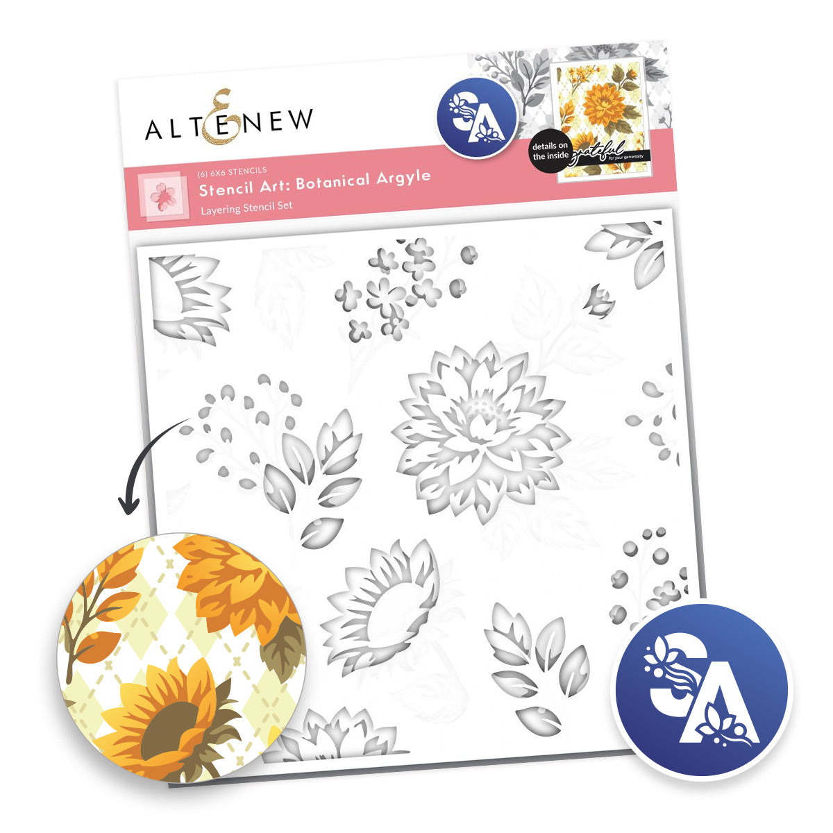 Altenew Stencil Art: Botanical Argyle Layering Stencil Set (6 in 1)