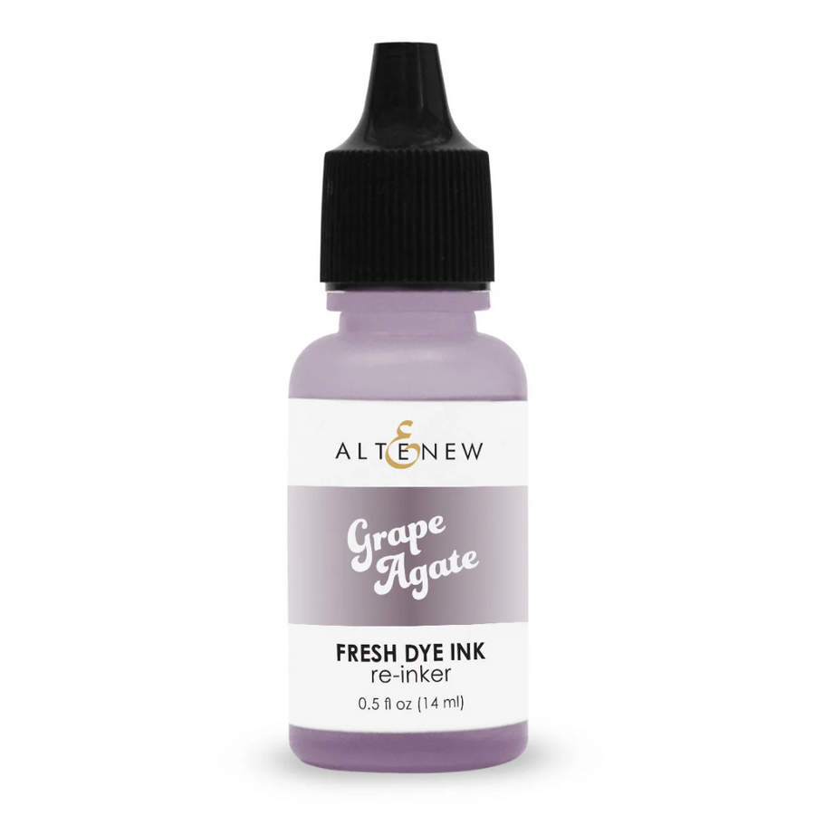 Bottle of Altenew Grape Agate fresh dye ink on a white background