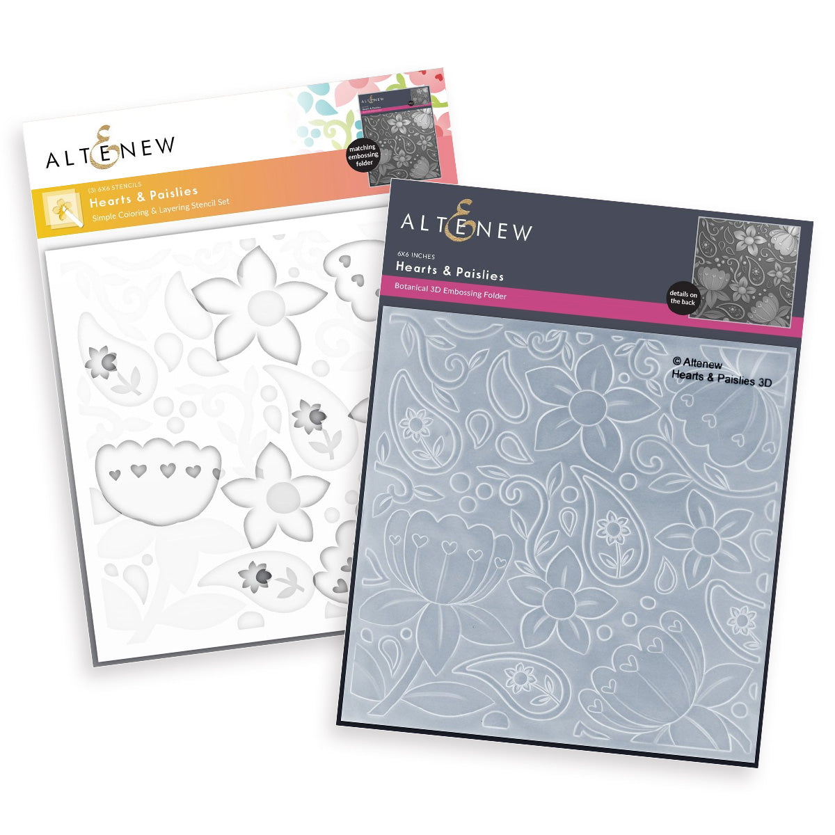 Altenew - Hearts & Paislies Stencil & Embossing Folder Bundle