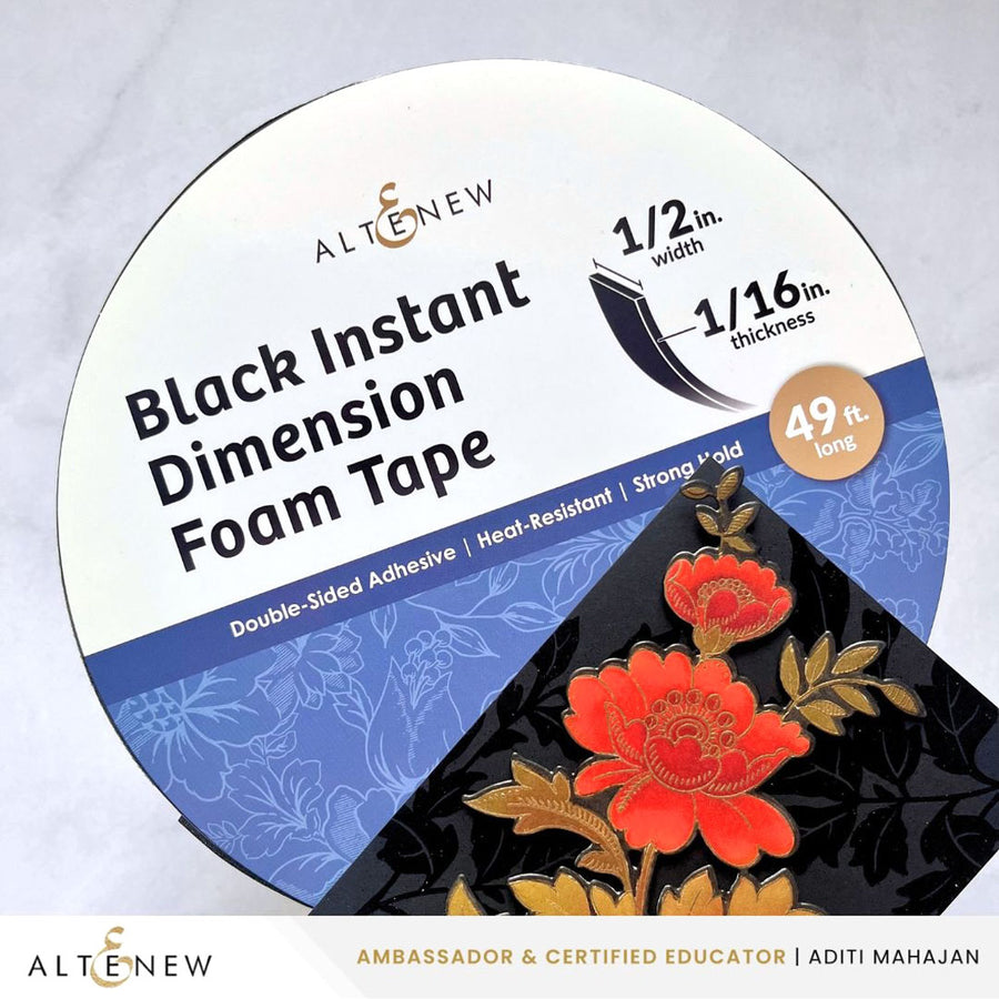Altenew - Black Instant Dimension Foam Tape - 1/16'' x 1/2'' x 15m