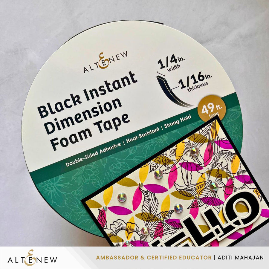 Altenew - Black Instant Dimension Foam Tape - 1/16'' x 1/4'' x 15m