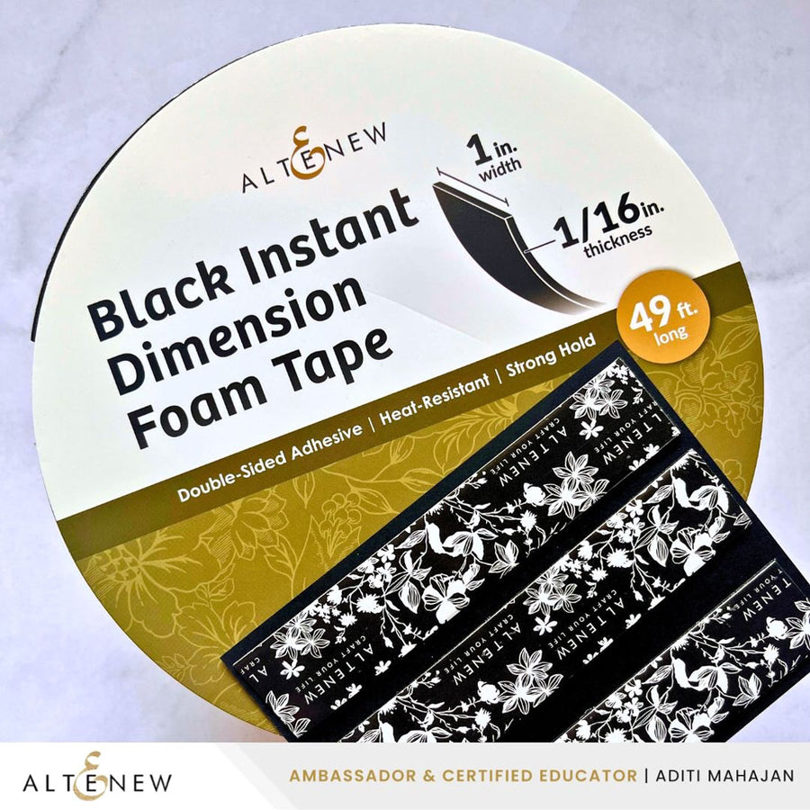 Altenew - Black Instant Dimension Foam Tape - 1/16'' x 1'' x 15m