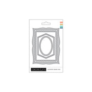 Concord & 9th Assorted Frames Dies in retail packaging, featuring multiple rectangular and oval frame-cutting dies on a white backing card.