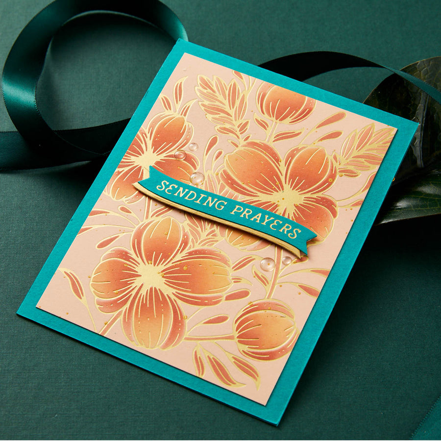 Spellbinders - Glimmering Buttercups Glimmer Plate and Stencil Bundle from the Glimmering Flowers Collection