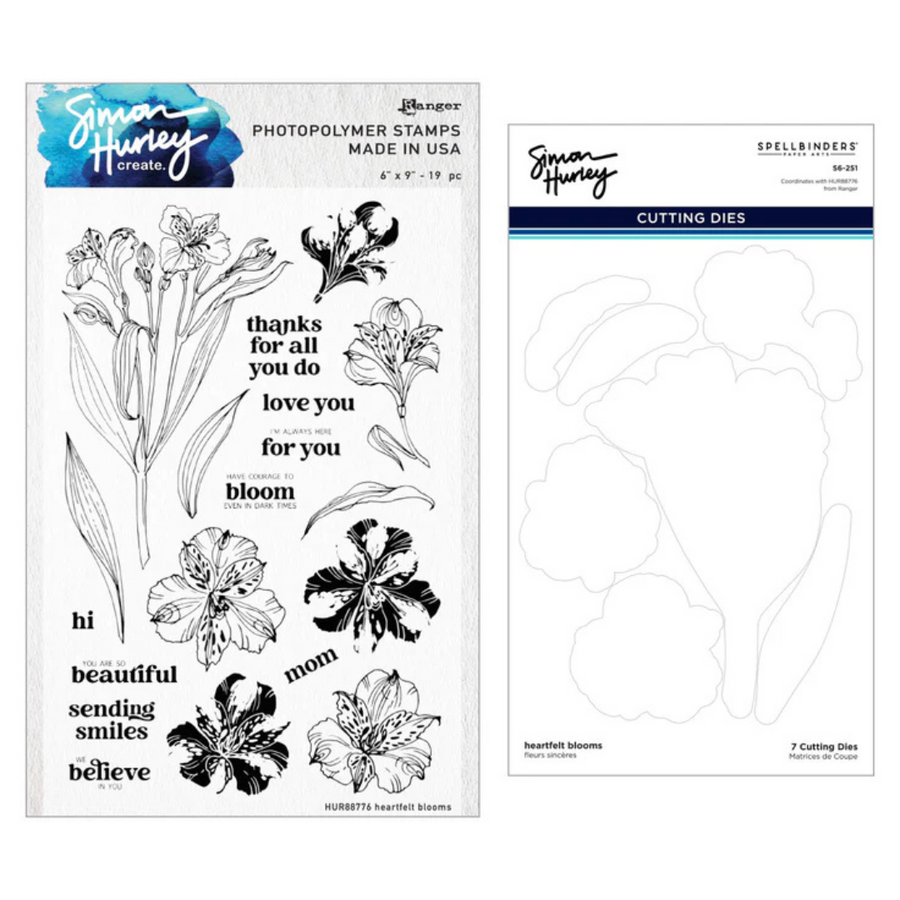 Simon Hurley - Heartfelt Blooms Stamps & Die Bundle by Simon Hurley