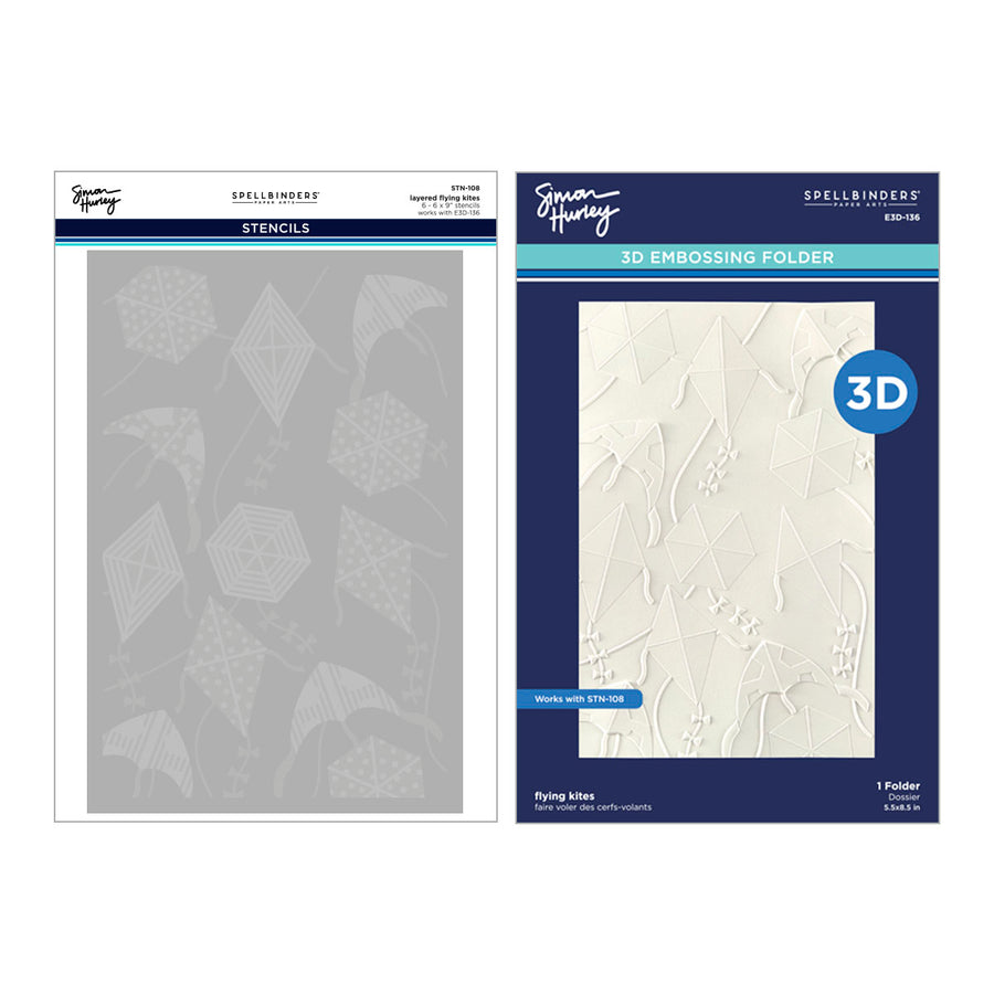Spellbinders - Flying Kites 3D Folder and Stencil Bundle from the Sky's the Limit Collection by Simon Hurley