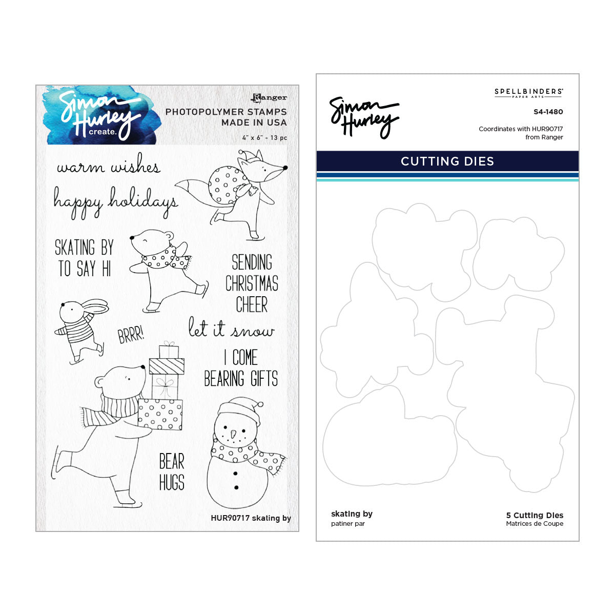 Spellbinders - Skating By Stamp & Die Bundle by Simon Hurley