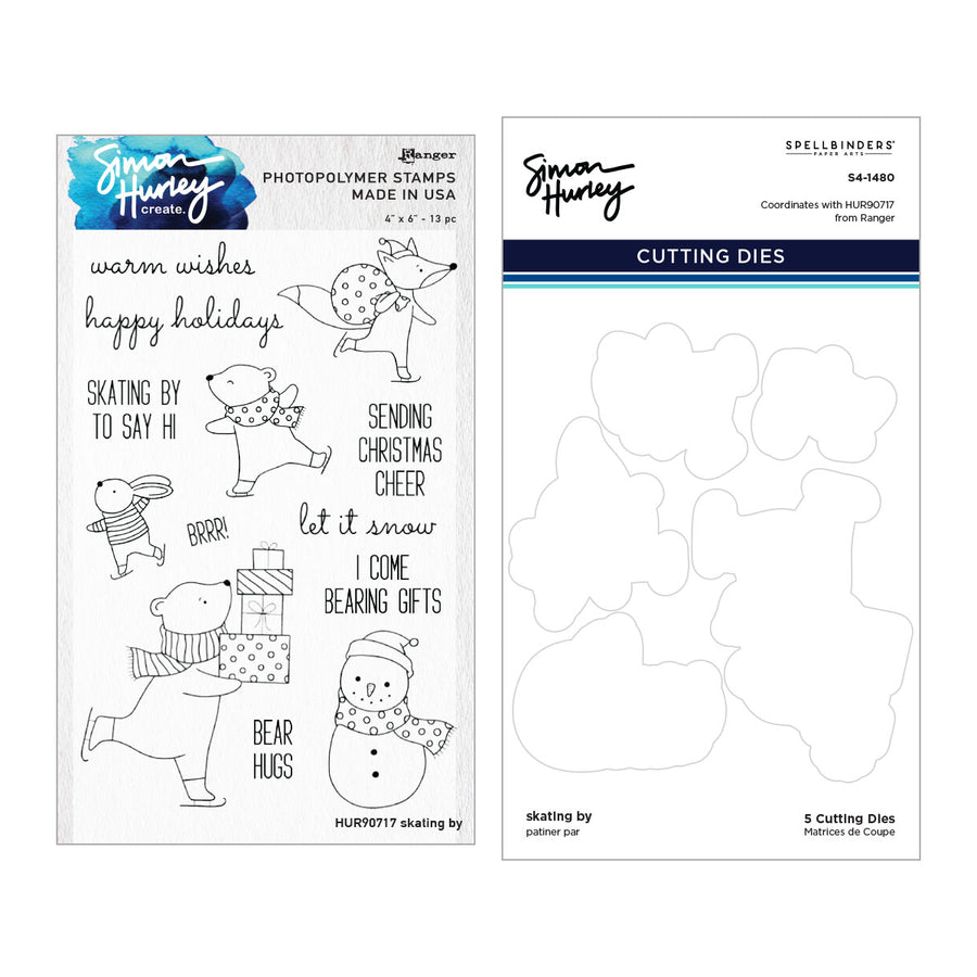 Spellbinders - Skating By Stamp & Die Bundle by Simon Hurley