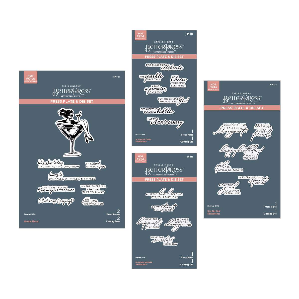 Spellbinders - Happier Hour BetterPress Sentiments Bundle