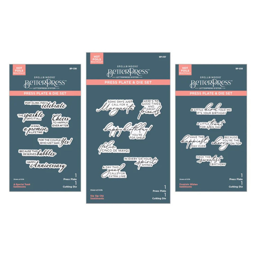 Spellbinders - Happier Hour BetterPress Sentiments Bundle