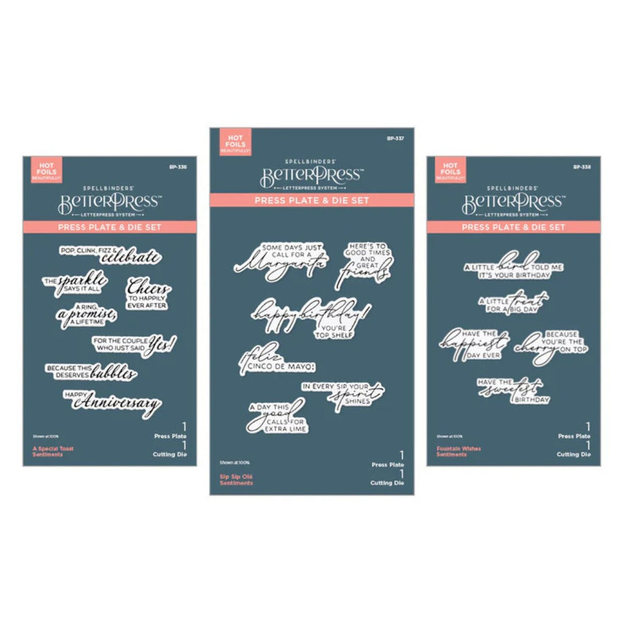 Spellbinders - Happier Hour BetterPress Sentiments Bundle