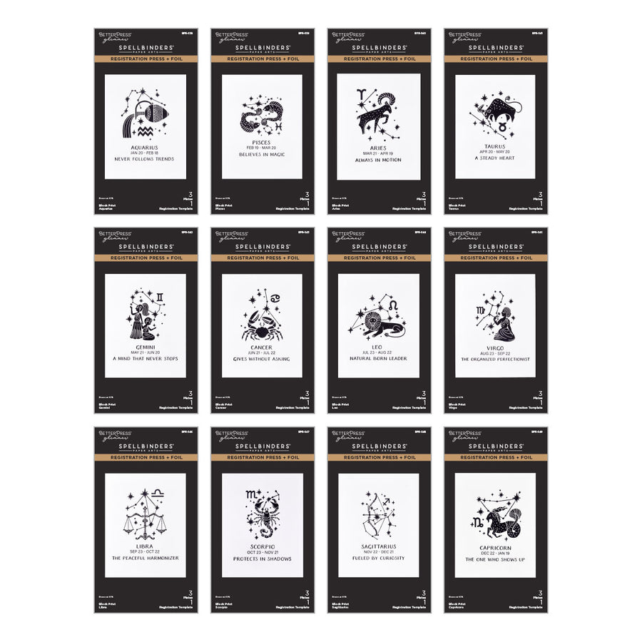 Spellbinders - Block Print Zodiacs Registration Press + Foil Bundle