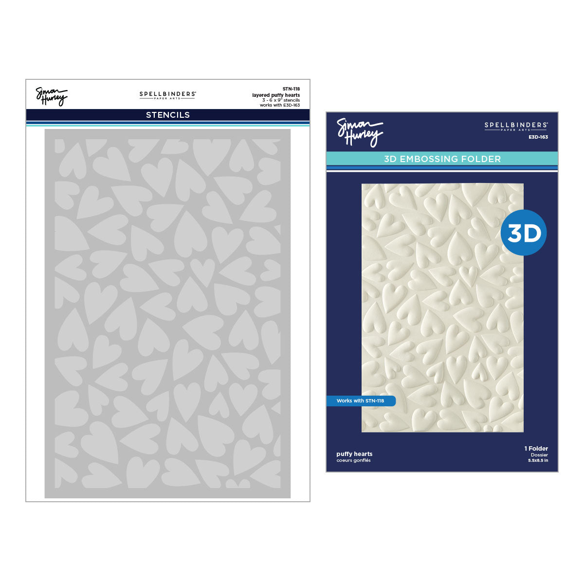 Spellbinders - Puffy Hearts 3D Folder and Stencil Bundle by Simon Hurley