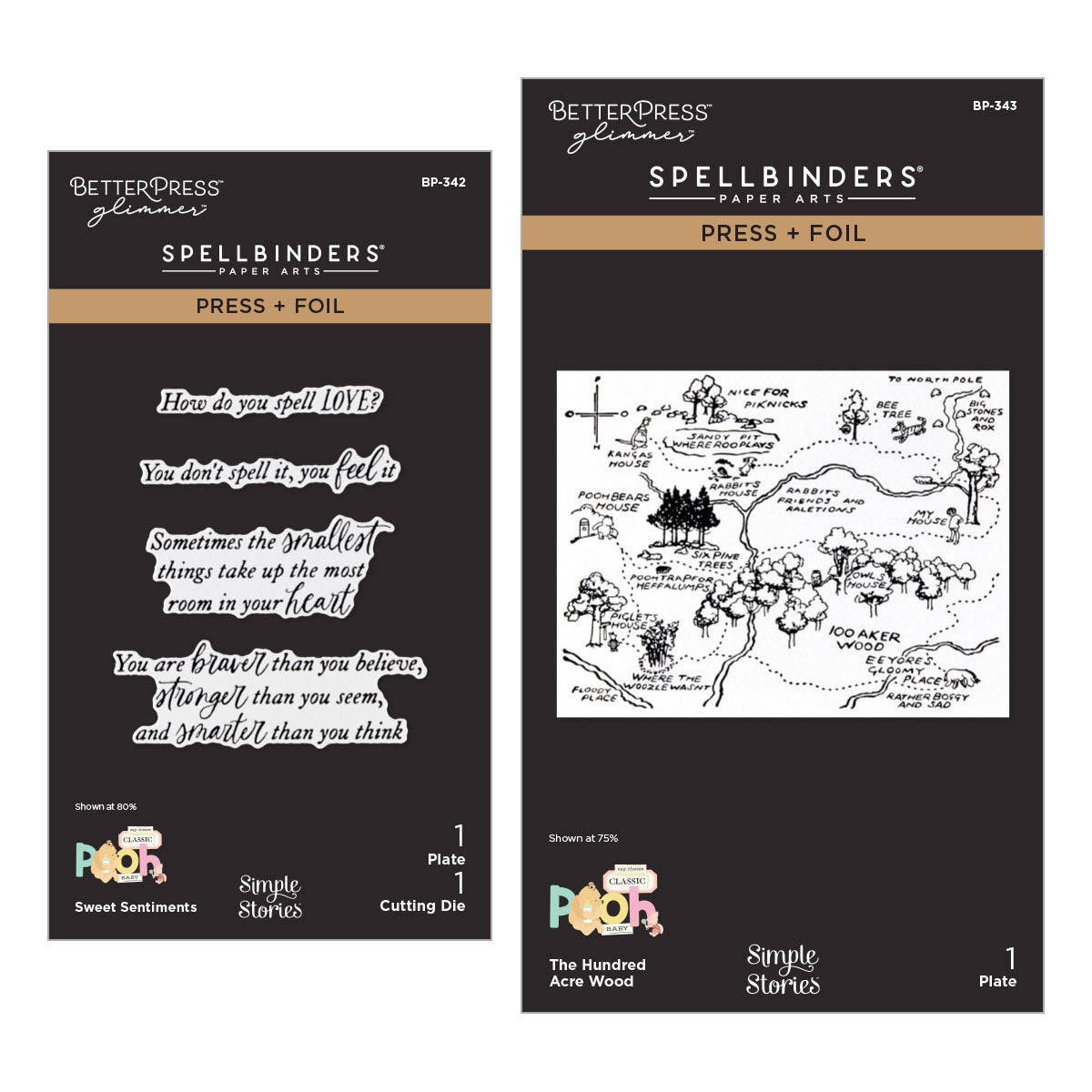 Spellbinders - Say Cheese Classic Pooh Baby Press + Foil Plate & Die Bundle with Simple Stories