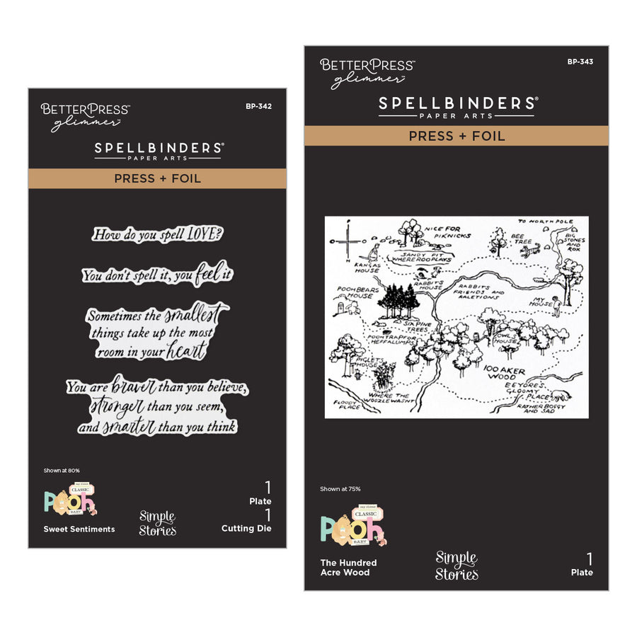 Spellbinders - Say Cheese Classic Pooh Baby Press + Foil Plate & Die Bundle with Simple Stories
