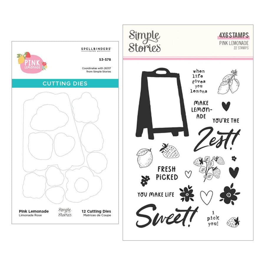 Spellbinders - Pink Lemonade Stamp & Die Bundle with Simple Stories