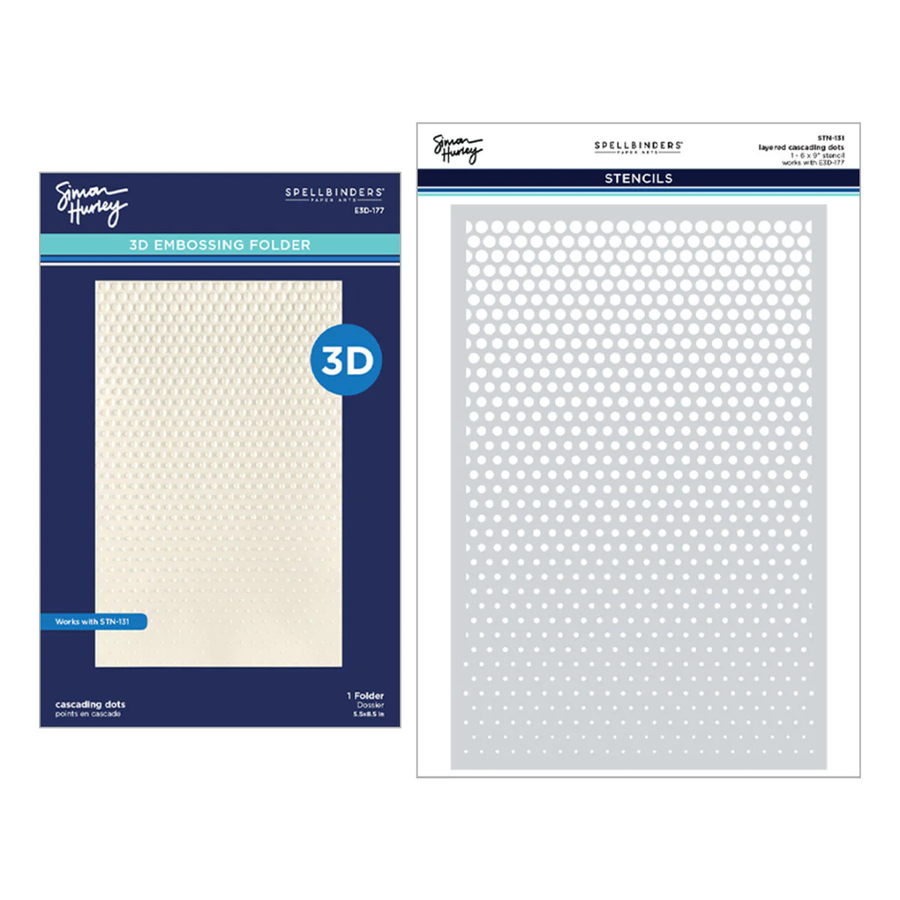 Spellbinders - Cascading Dots 3D Embossing Folder and Stencil Bundle by Simon Hurley