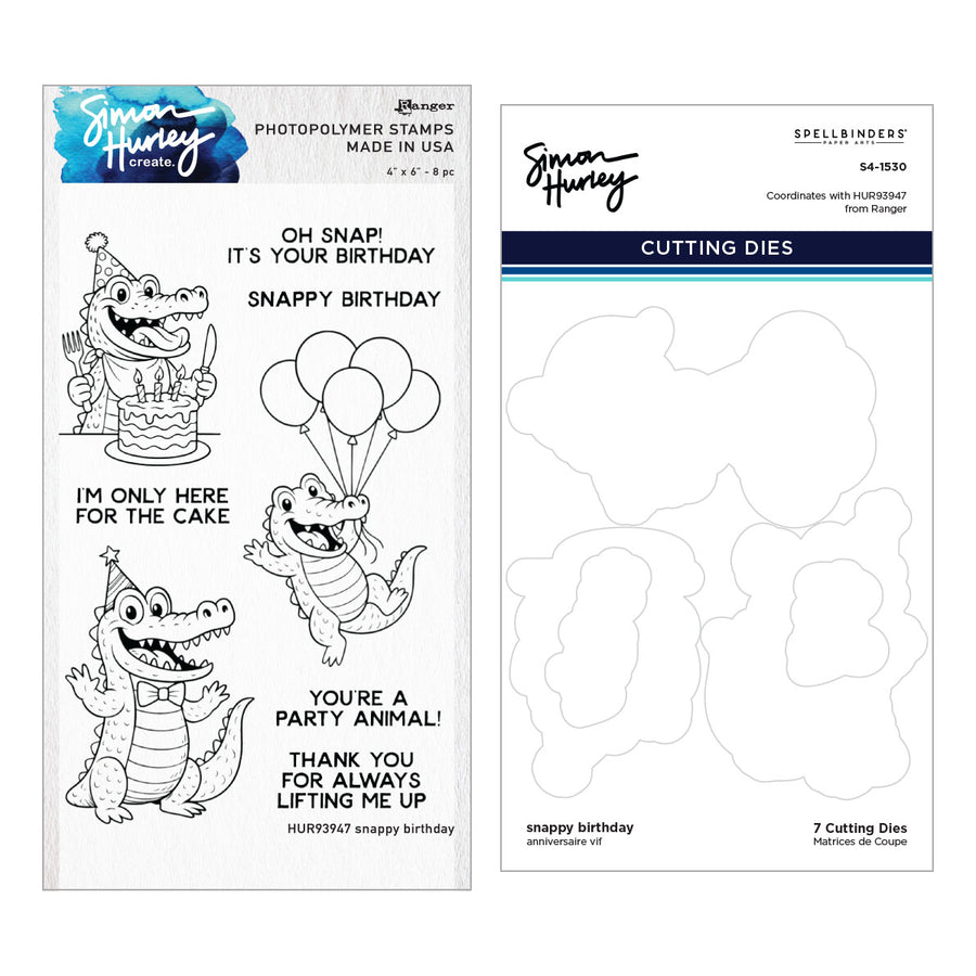 Spellbinders - Snappy Birthday Stamp & Die Bundle by Simon Hurley