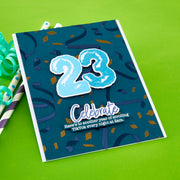 Spellbinders - Number Balloons Cling Rubber Stamp and Die Bundle by Simon Hurley