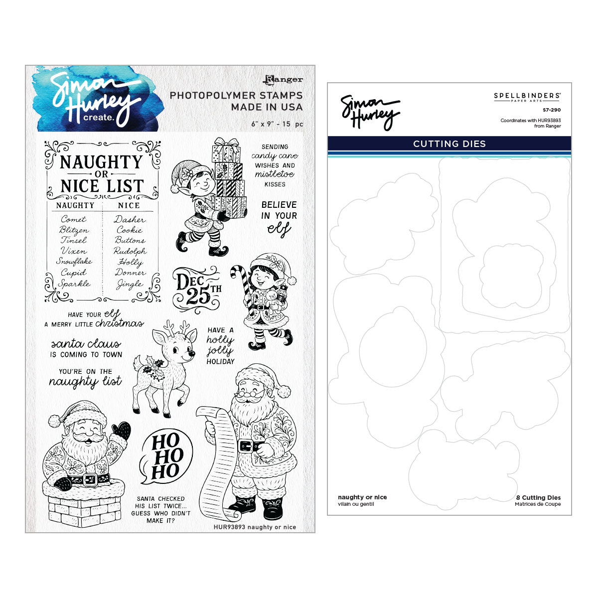 Spellbinders - Naughty or Nice Stamp & Die Bundle by Simon Hurley