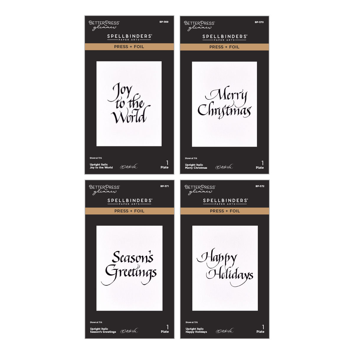 Spellbinders - Upright Italic Holiday Sentiments Press + Foil Bundle by Paul Antonio