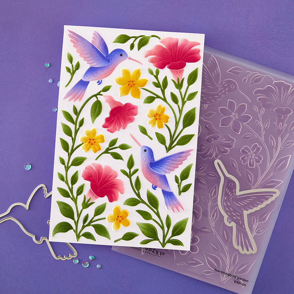 Spellbinders - Hummingbird Garden 3D Folder and Stencil Bundle by Simon Hurley