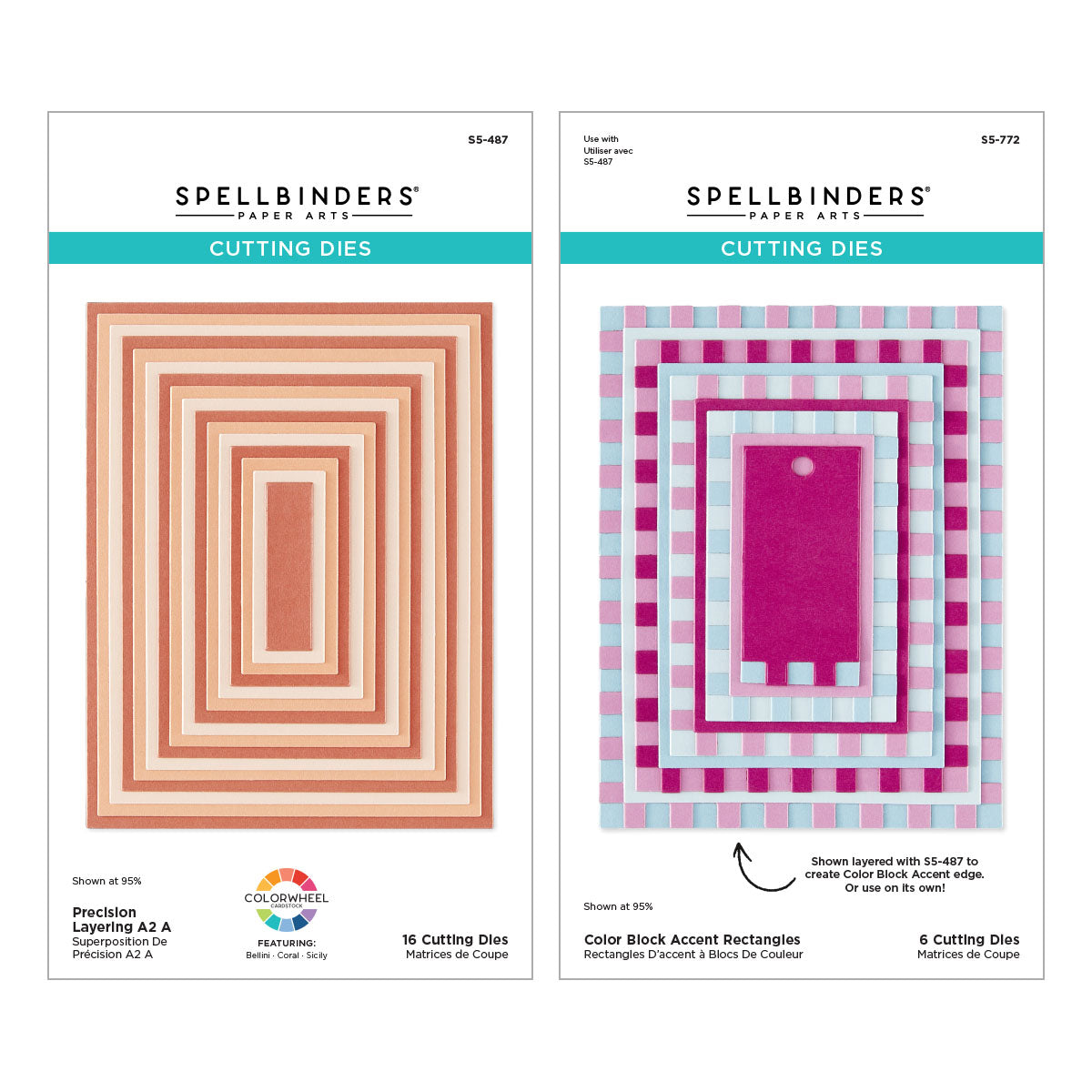 Spellbinders - Color Block Accent Rectangles Die Bundle