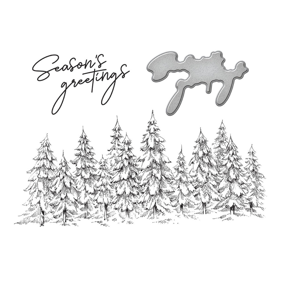 Spellbinders - Seasons Greetings Evergreens Press Plate & Die Set from the More BetterPress Christmas Collection