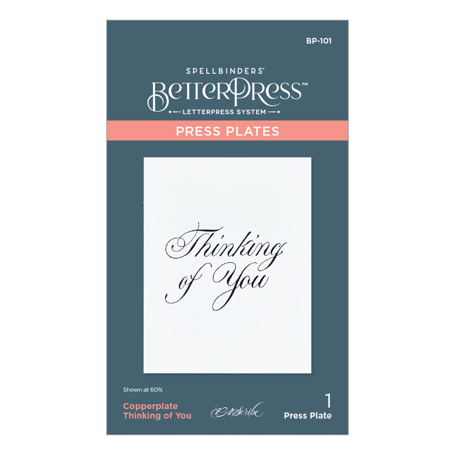 Spellbinders - Copperplate Thinking of You Press Plate from the Copperplate Everyday Sentiments Collection by Paul Antonio