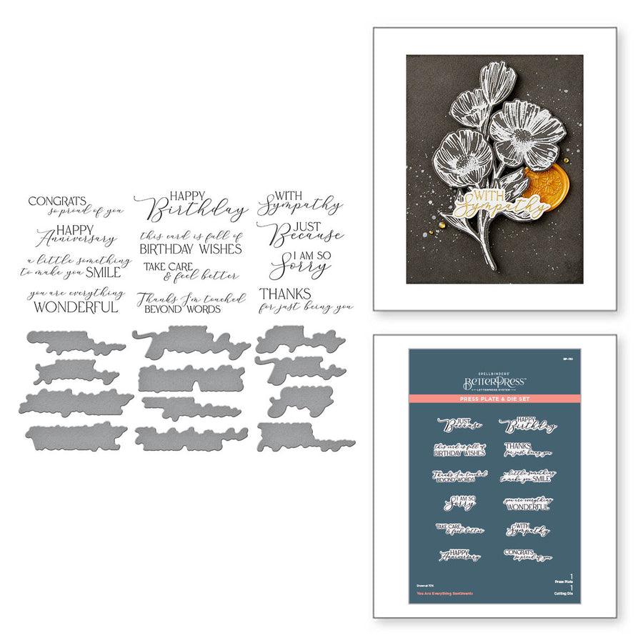Spellbinders - You are Everything Sentiments Press Plate & Die Set from the Pressed Posies Collection