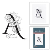 Spellbinders - Floral A and Sentiment Press Plate from the Every Occasion Floral Alphabet Collection