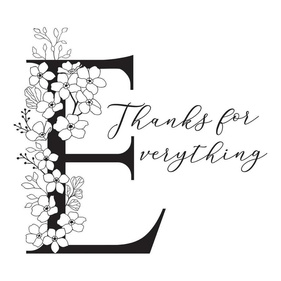 Spellbinders - Floral E and Sentiment Press Plate from the Every Occasion Floral Alphabet Collection