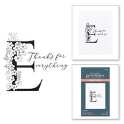 Spellbinders - Floral E and Sentiment Press Plate from the Every Occasion Floral Alphabet Collection