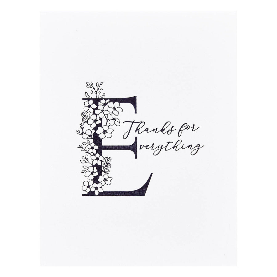 Spellbinders - Floral E and Sentiment Press Plate from the Every Occasion Floral Alphabet Collection