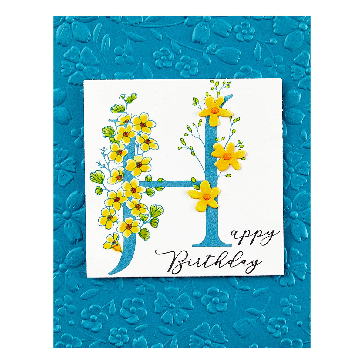 Spellbinders - Floral H and Sentiment Press Plate from the Every Occasion Floral Alphabet Collection