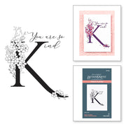 Spellbinders - Floral K and Sentiment Press Plate from the Every Occasion Floral Alphabet Collection