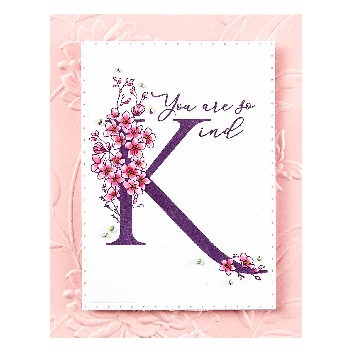 Spellbinders - Floral K and Sentiment Press Plate from the Every Occasion Floral Alphabet Collection