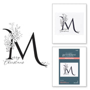 Spellbinders - Floral M and Sentiment Press Plate from the Every Occasion Floral Alphabet Collection