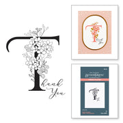 Spellbinders - Floral T and Sentiment Press Plate from the Every Occasion Floral Alphabet Collection