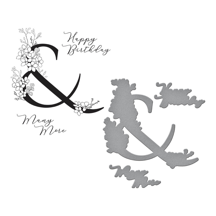 Spellbinders - Floral & and Sentiment Press Plate from the Every Occasion Floral Alphabet Collection